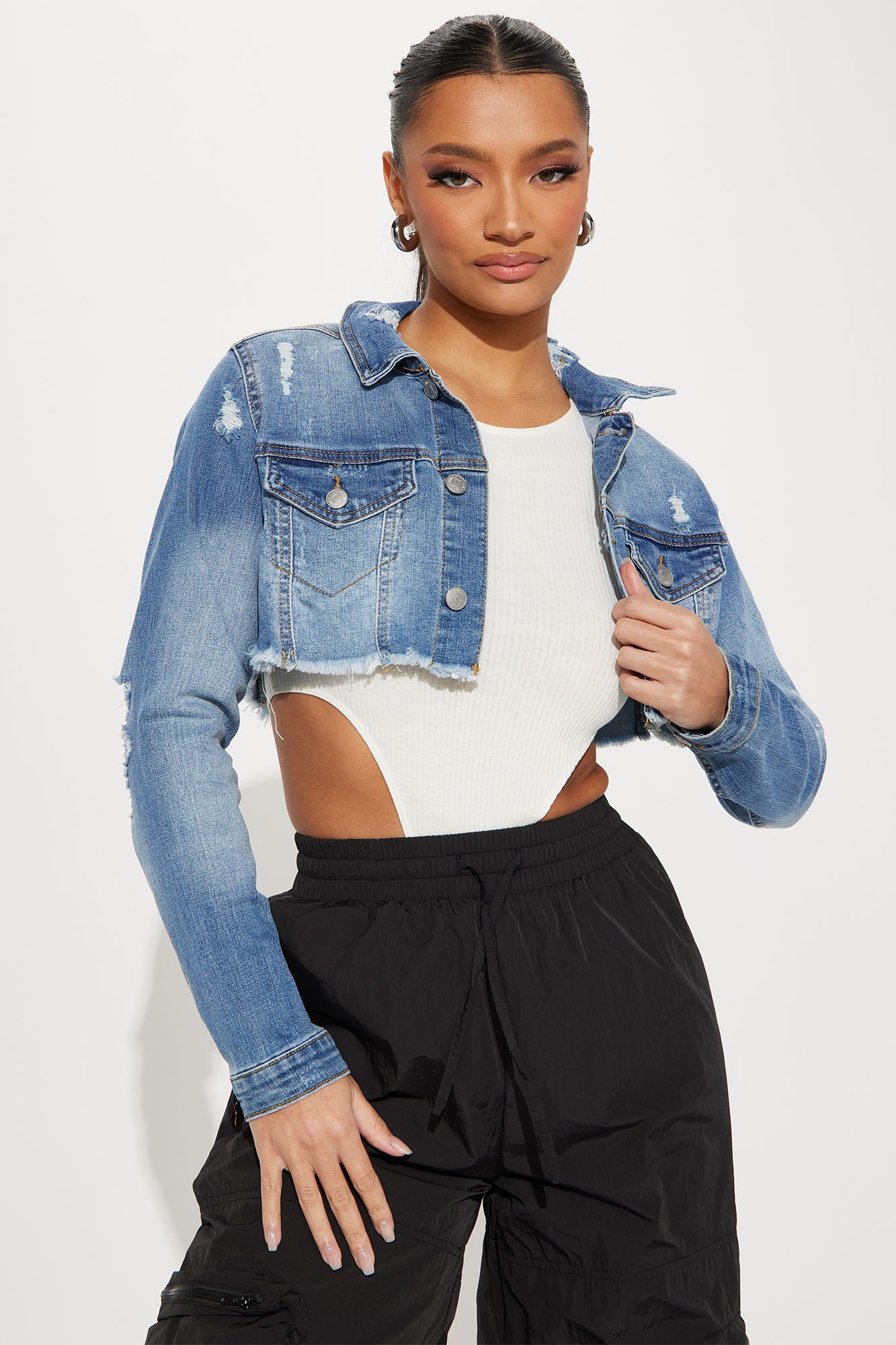 Fashion nova shop cropped denim jacket