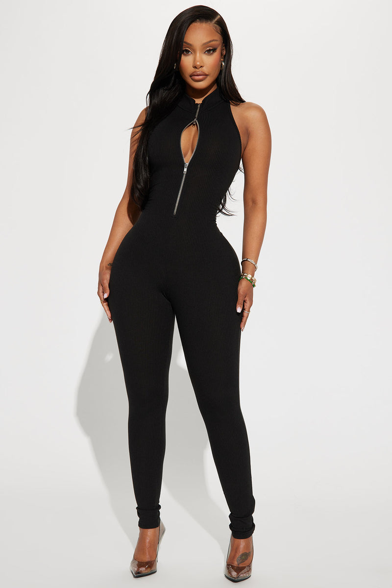 Artemis Ribbed Jumpsuit Black Fashion Nova, Jumpsuits Fashion Nova