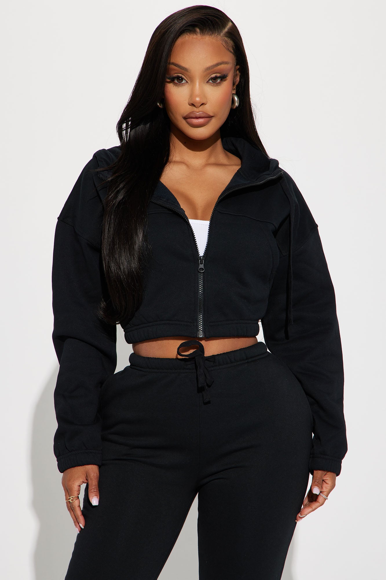 Private Jets Zip Up Hoodie Black Fashion Nova Lounge