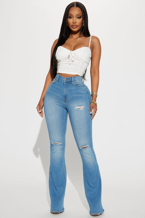 Valentina High Rise Flare Jeans - Medium Blue Wash, Fashion Nova, Jeans