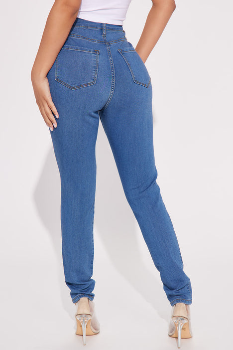 Petite Classic High Waist Skinny Jeans Medium Blue Wash