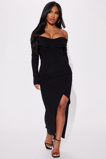 Ready And Ruched Mesh Midi Dress - Black, Fashion Nova, Dresses