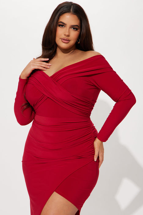 Jenna Jersey Dress - Red/combo, Fashion Nova, Dresses