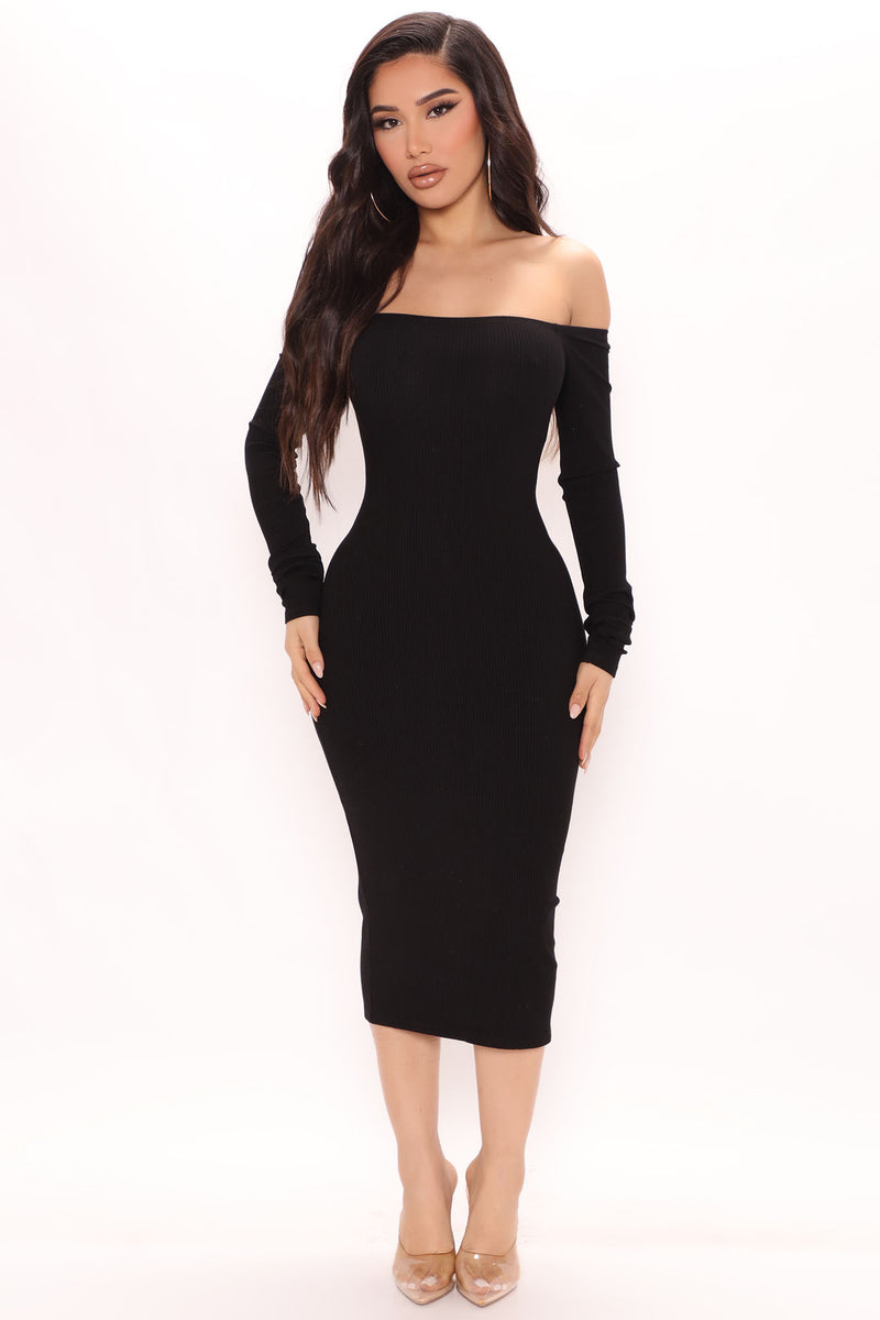 Alpha Off Shoulder Snatched Dress - Black | Fashion Nova, Dresses ...