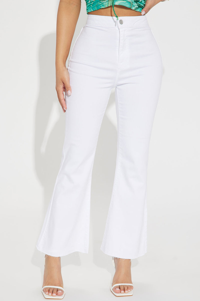 All For You Stretch Crop Flare Jean - White | Fashion Nova, Jeans ...