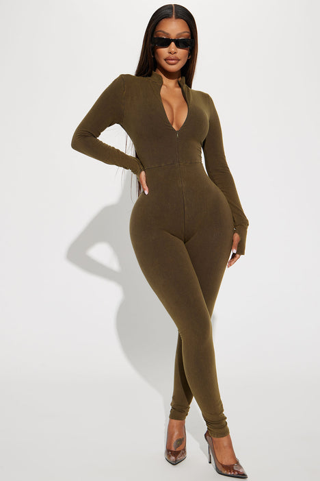 Sydney Mineral Wash Jumpsuit Olive