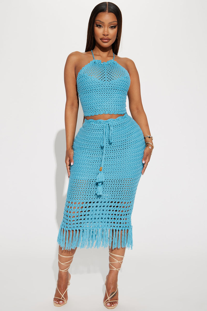 Island Girl Crochet Skirt Set - Aqua | Fashion Nova, Matching Sets ...