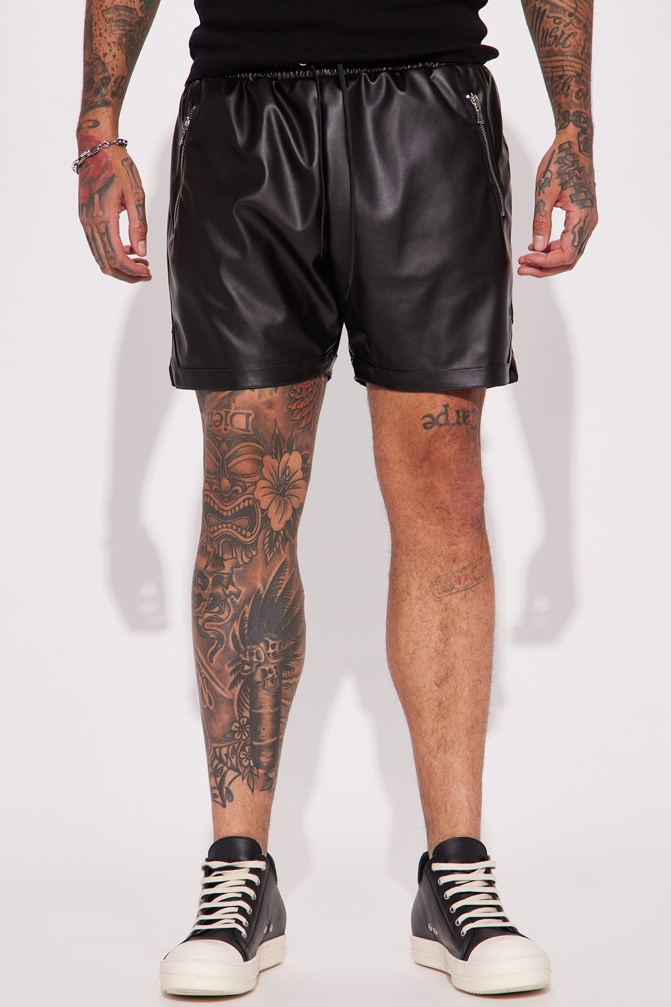 Slam Dunk Faux Leather Shorts - Black