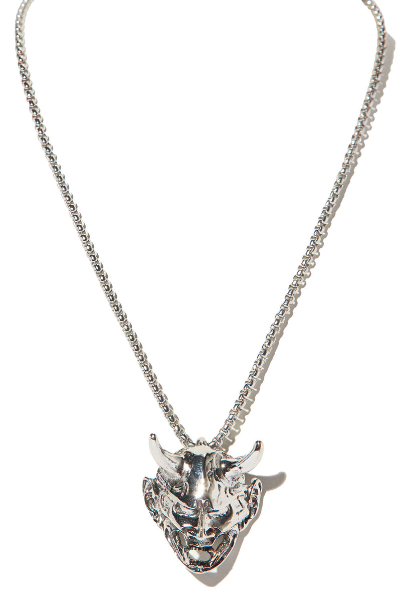 Oni Mask Pendant Chain Necklace - Silver | Fashion Nova, Mens Jewelry ...