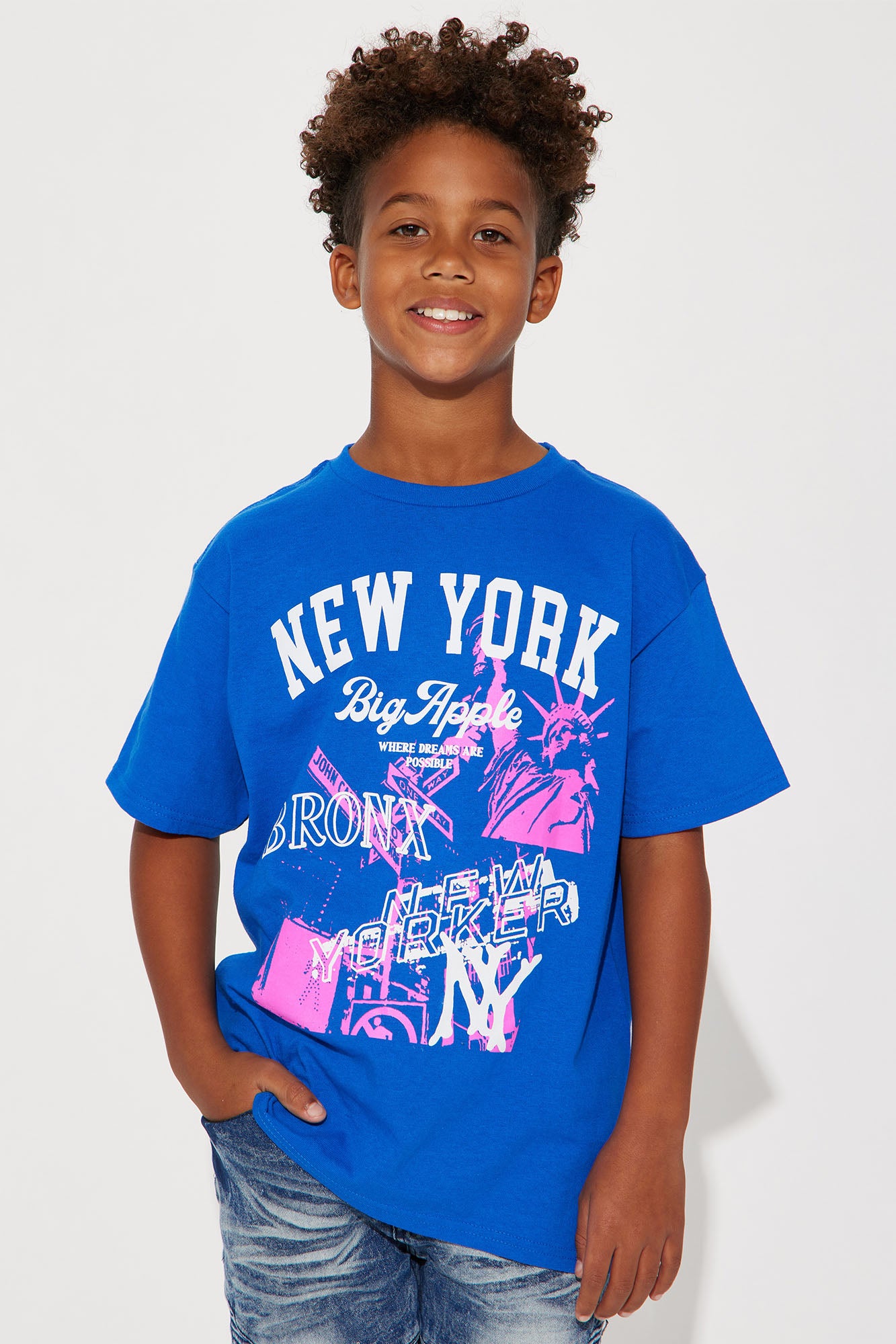 Mini Big Apple Short Sleeve Tee Royal Fashion Nova Kids Tops
