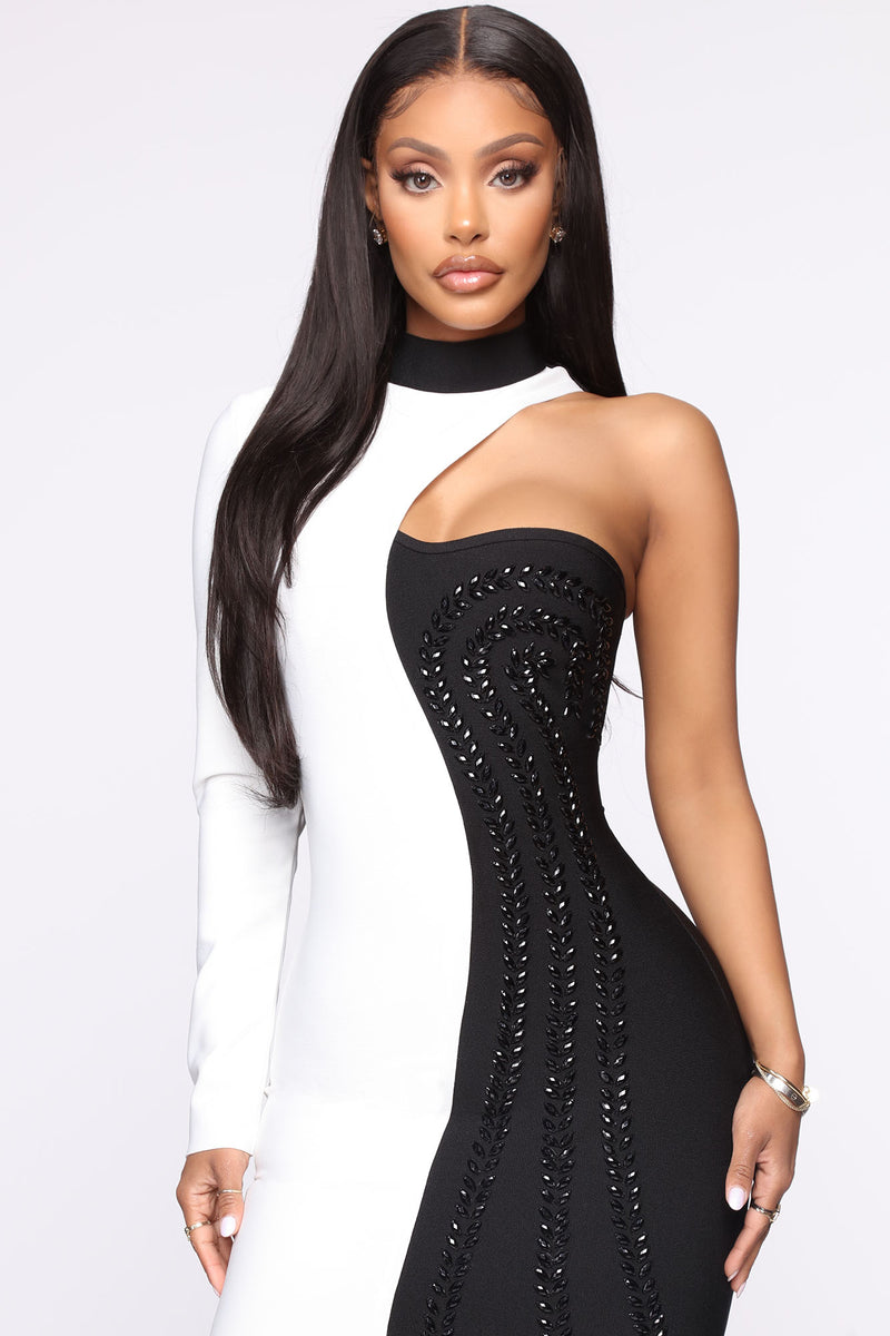 Notably Classy Bandage Midi Dress Black/White Fashion Nova, Dresses