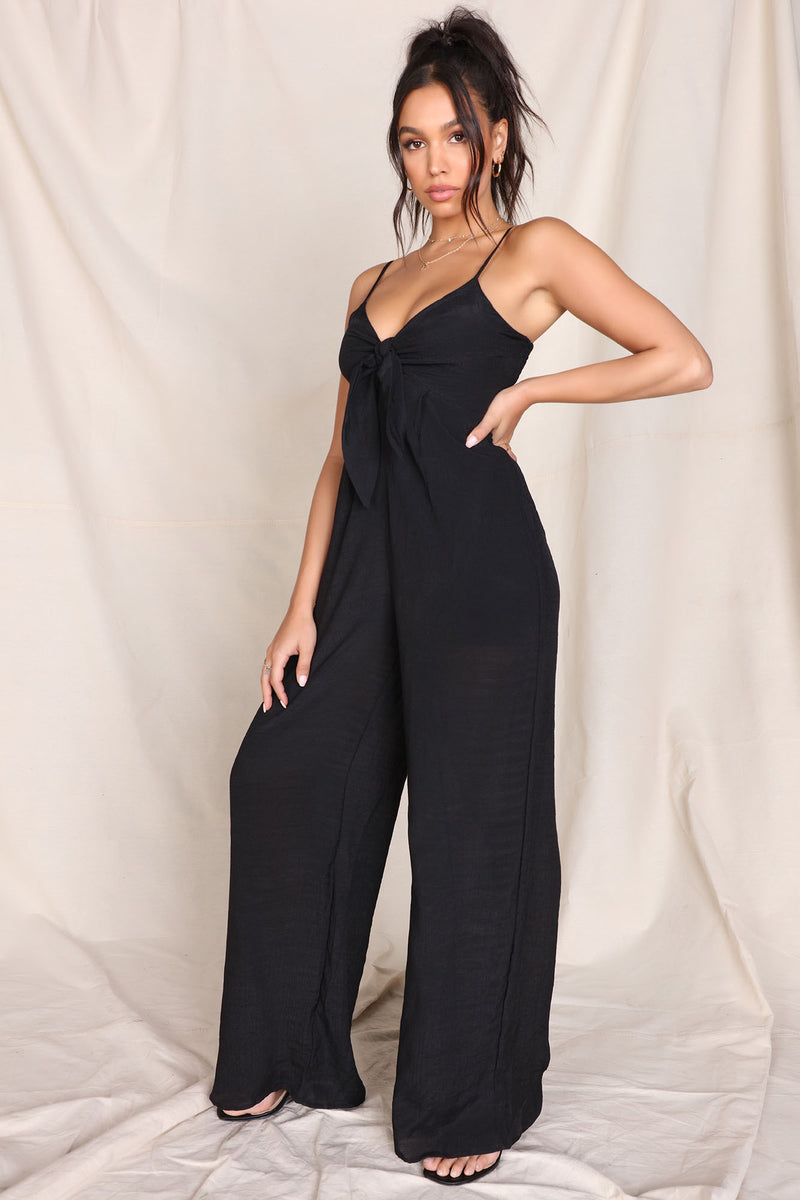 Tess Tie Front Jumpsuit - Black | Fashion Nova, Nova Vintage | Fashion Nova