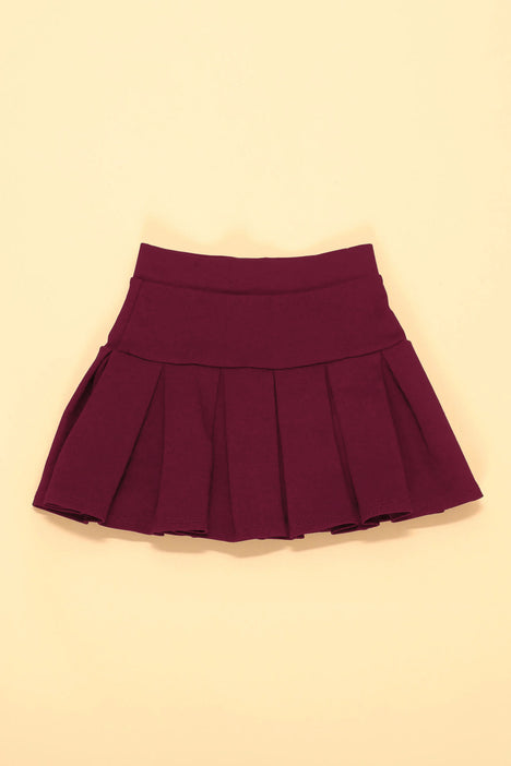 Maroon pleated cheap mini skirt