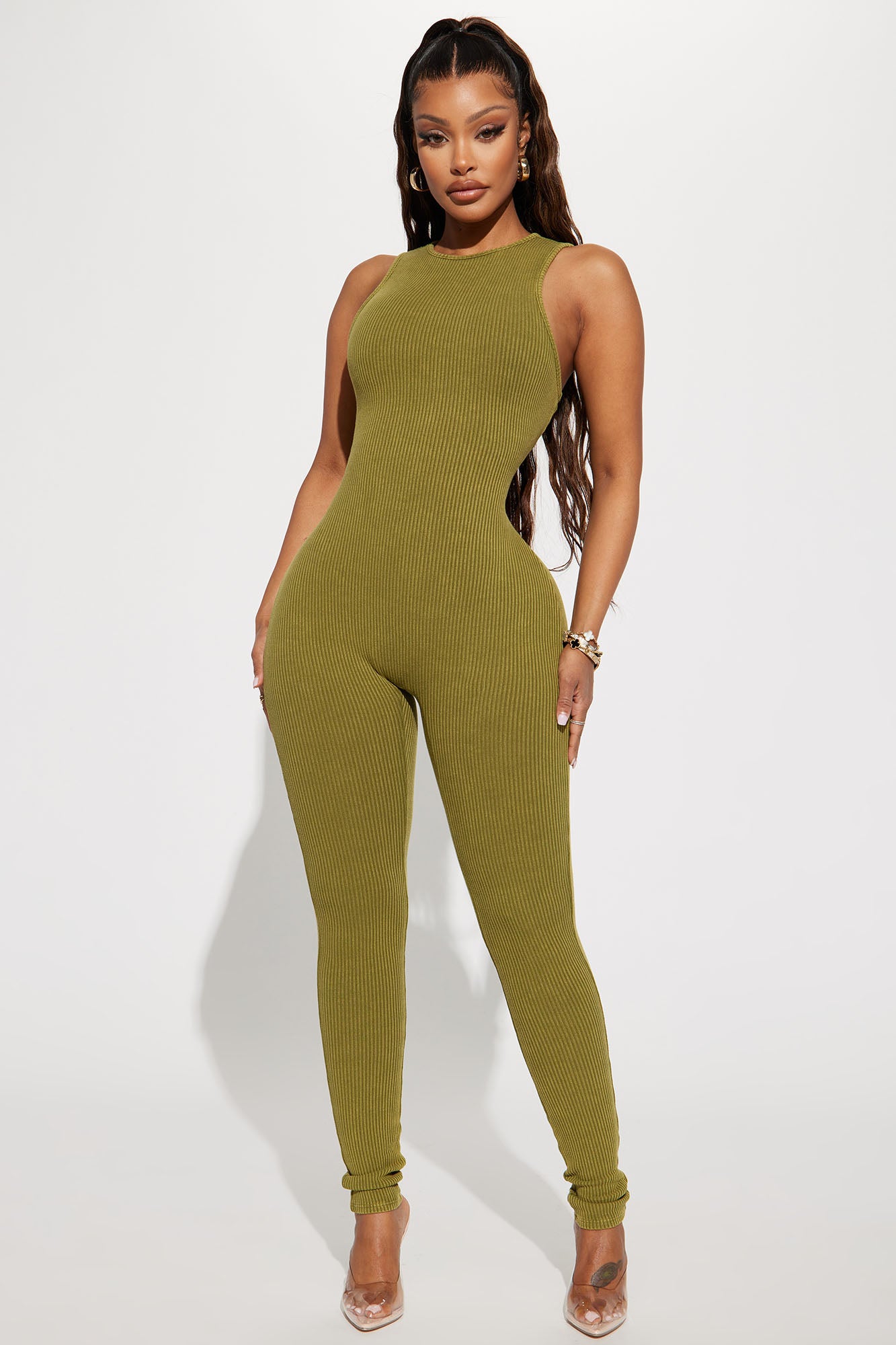 Olive green jumpsuit 2024 fashion nova