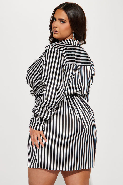 Missy Striped Mini Dress Black White