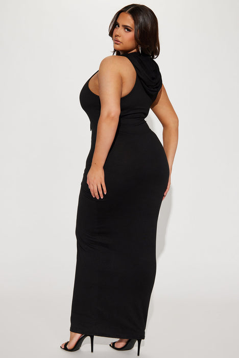 Rayna Hooded Maxi Dress Black