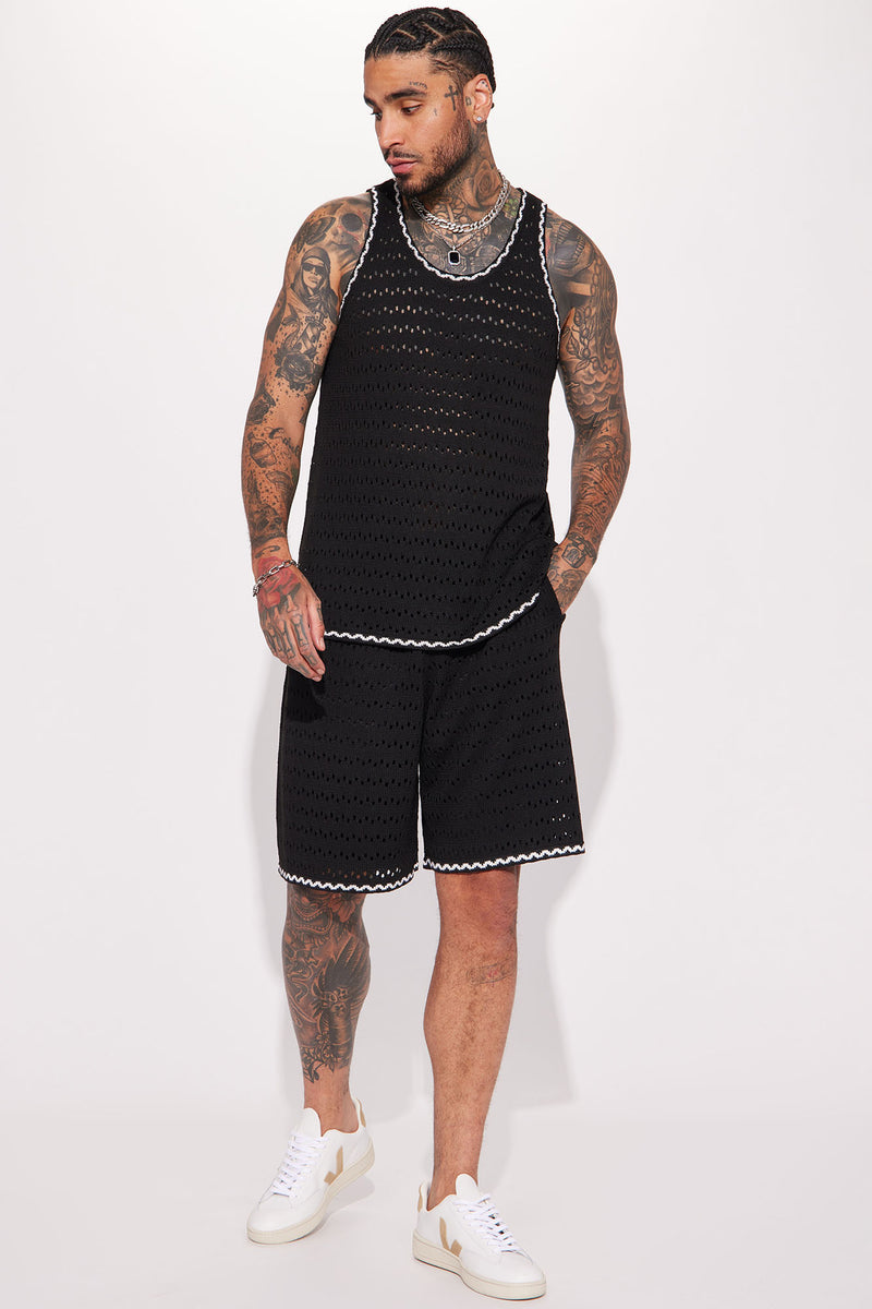 Clear Cut Textured Knitted Short - Black/combo | Fashion Nova, Mens ...