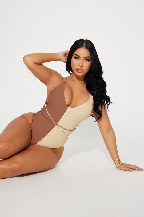 Becky Colorblock 1 Piece Swimsuit Chocolate Combo
