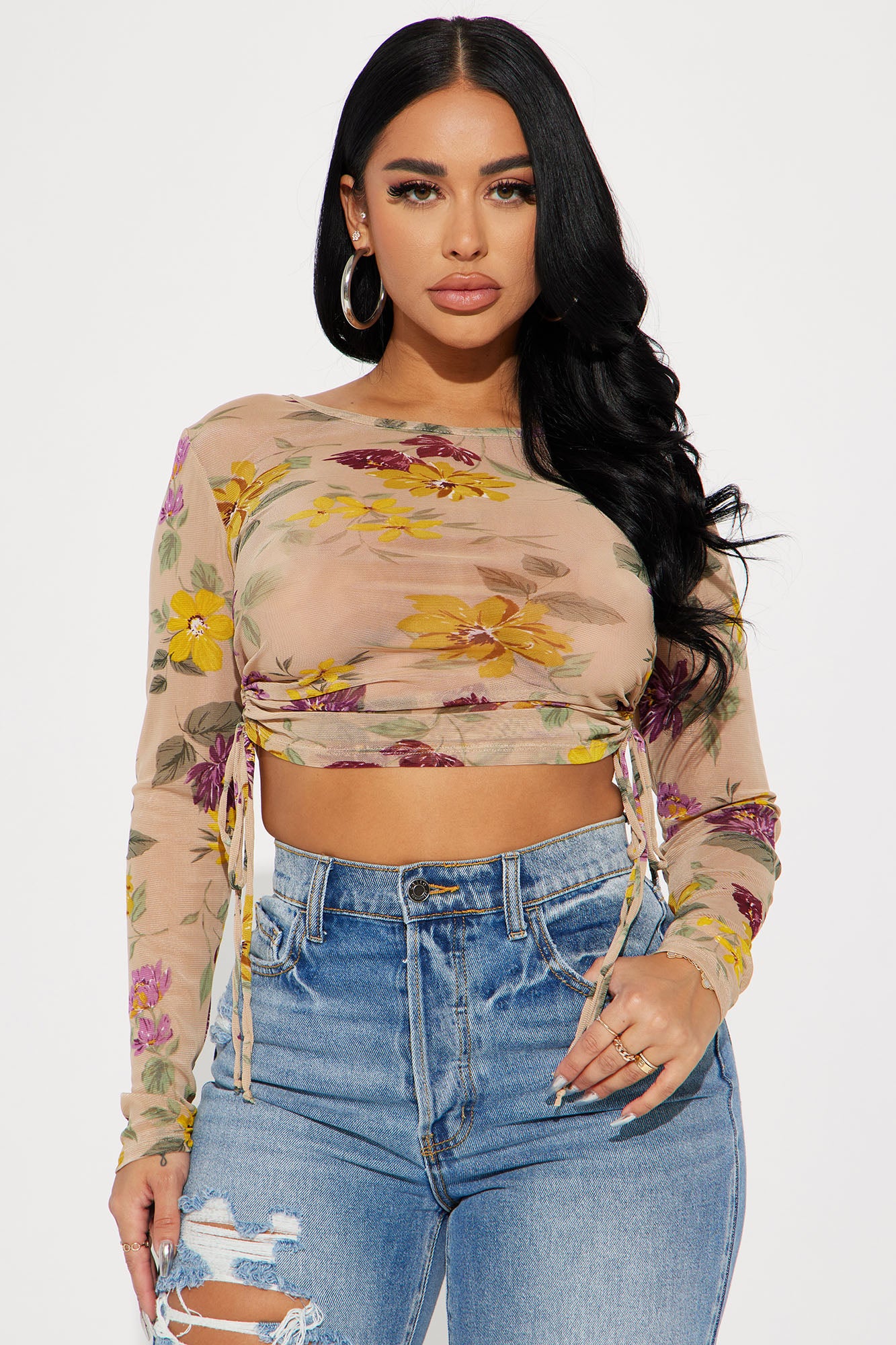 Megan Mesh Top - Taupe/combo | Fashion Nova, Knit Tops | Fashion Nova