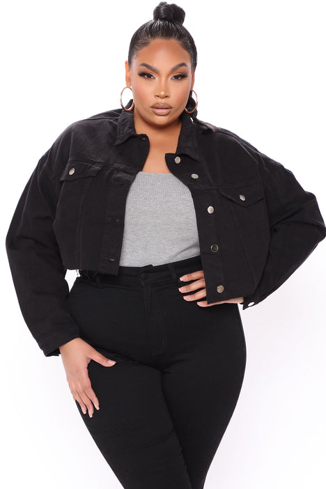 Black denim hotsell cut off jacket