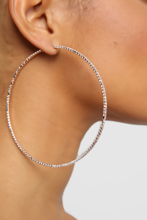 Rose gold rhinestone hoop earrings cheap