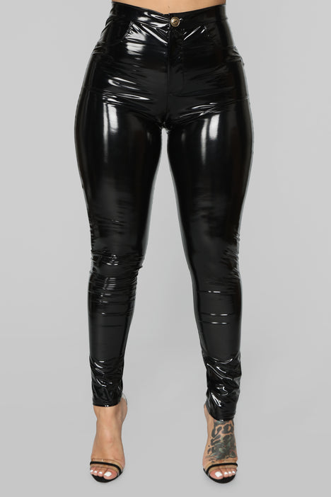 Late night texts vinyl pants discount