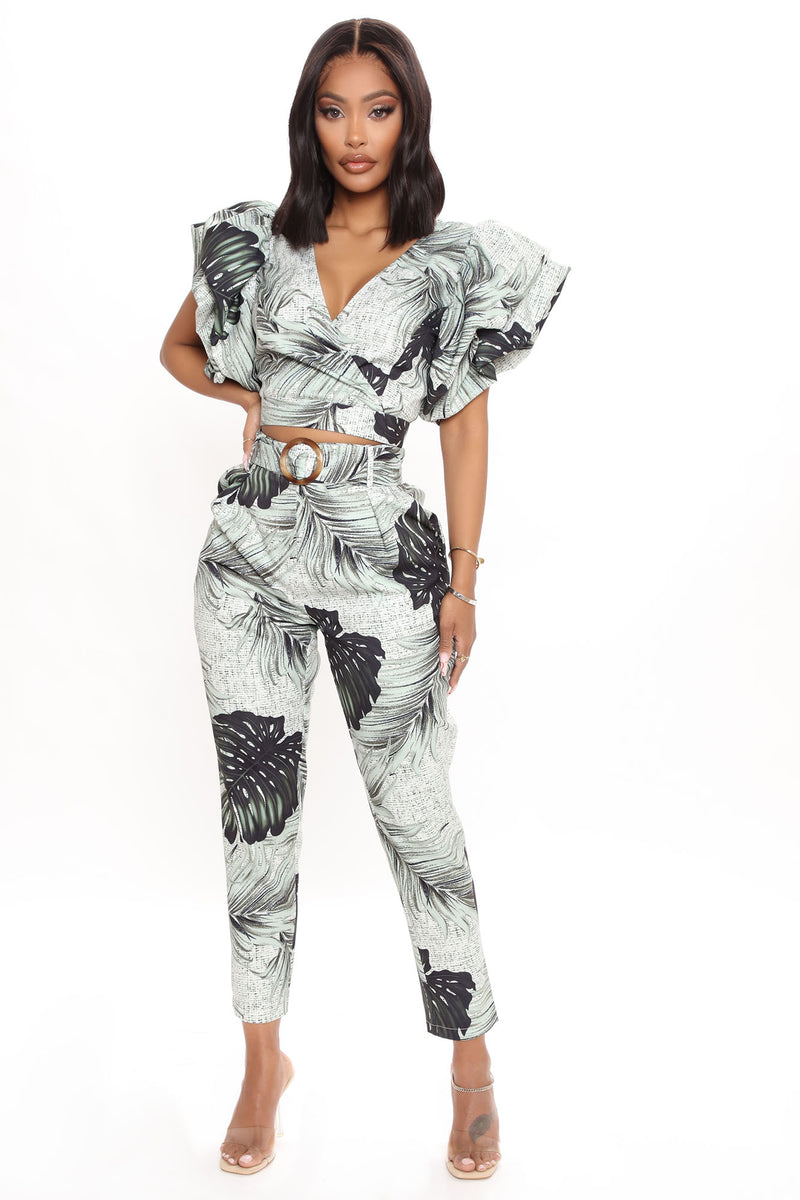Big Moves Tropical Pant Set - Green/combo | Fashion Nova, Matching Sets ...