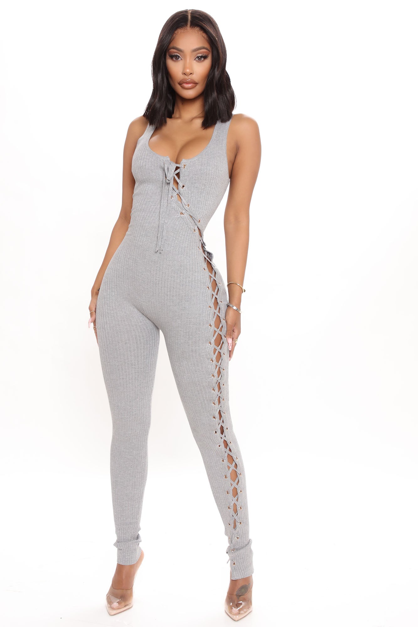 Grey shop lace jumpsuit