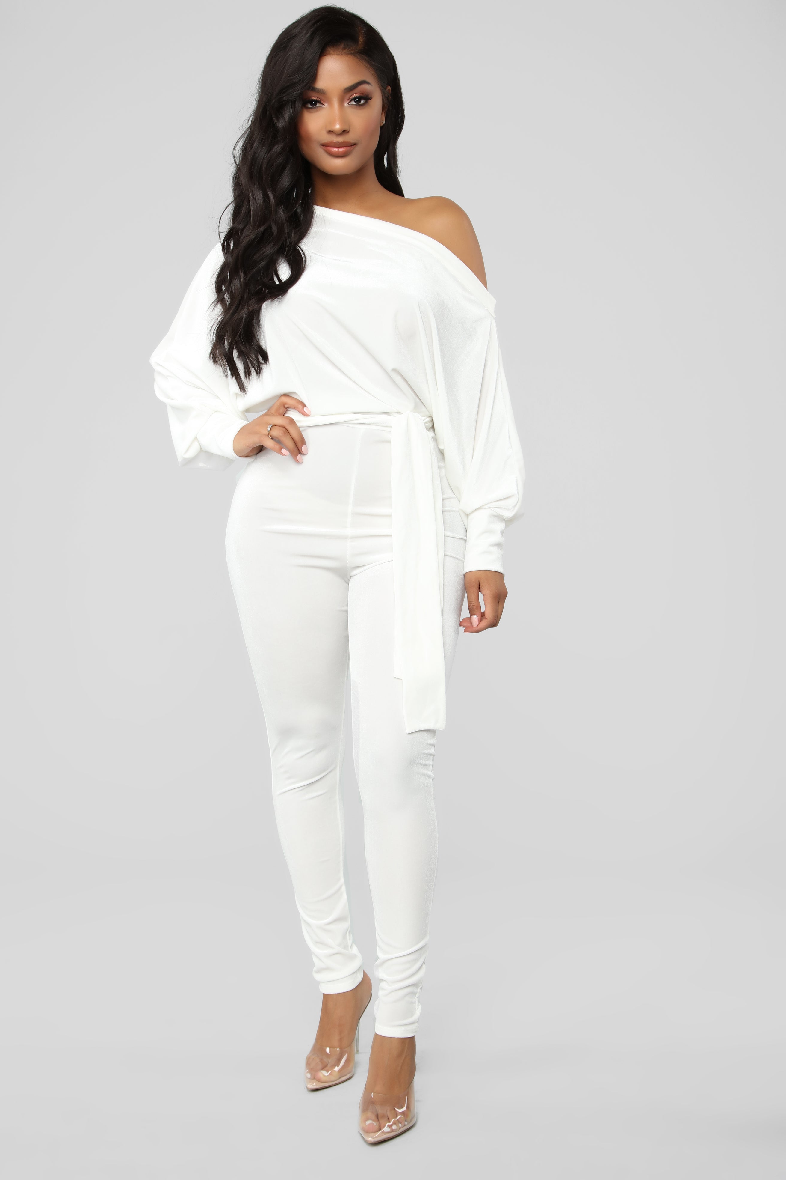 Pro Lounger Velvet Jumpsuit OffWhite Fashion Nova Jumpsuits