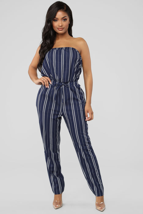 Sabra Striped Jumpsuit Navy White