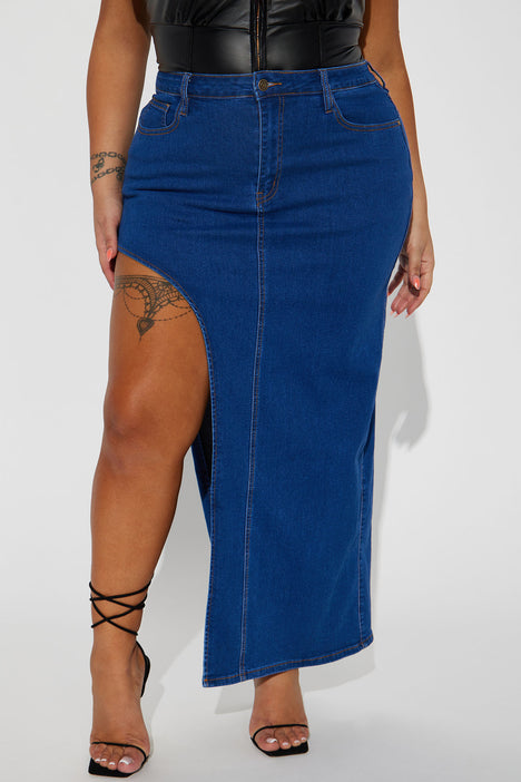 Fashion nova high waisted online jean skirt