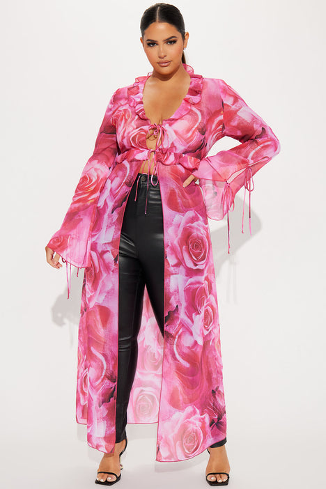 All In One Printed Maxi Top Pink