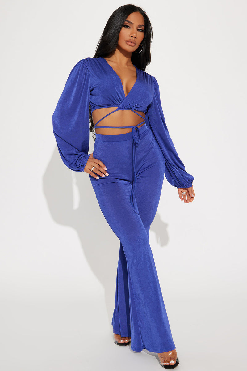 Stay Single Slinky Pant Set - Blue | Fashion Nova, Matching Sets ...
