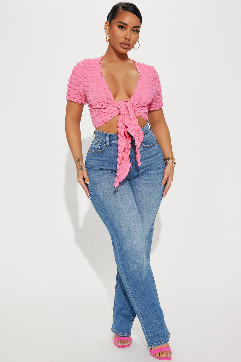 Chantelle Tie Front Top - Pink | Fashion Nova, Knit Tops | Fashion Nova