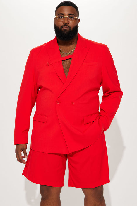 Love Of My Life Relaxed Strap Suit Jacket Red Fashion Nova