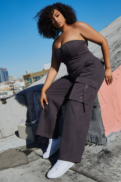 Plus size cargo shop jumpsuit