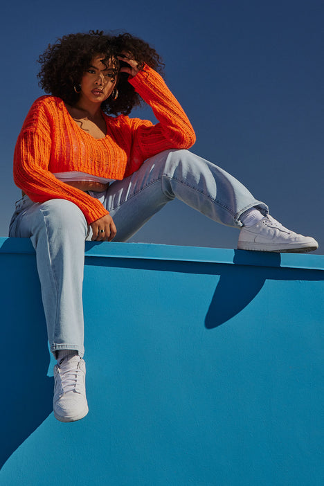 Have It Your Way Cropped Sweater Orange