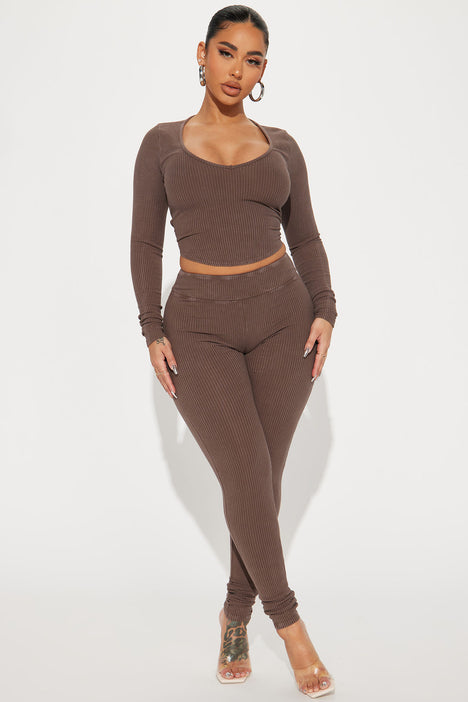 Jade Ribbed Legging Set - Brown, Fashion Nova, Matching Sets