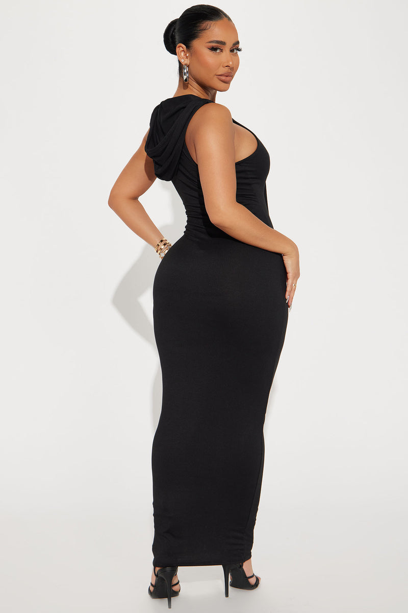 Rayna Hooded Maxi Dress - Black | Fashion Nova, Dresses | Fashion Nova