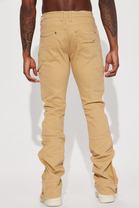 Don't Hate Stacked Skinny Flare Pants - Khaki
