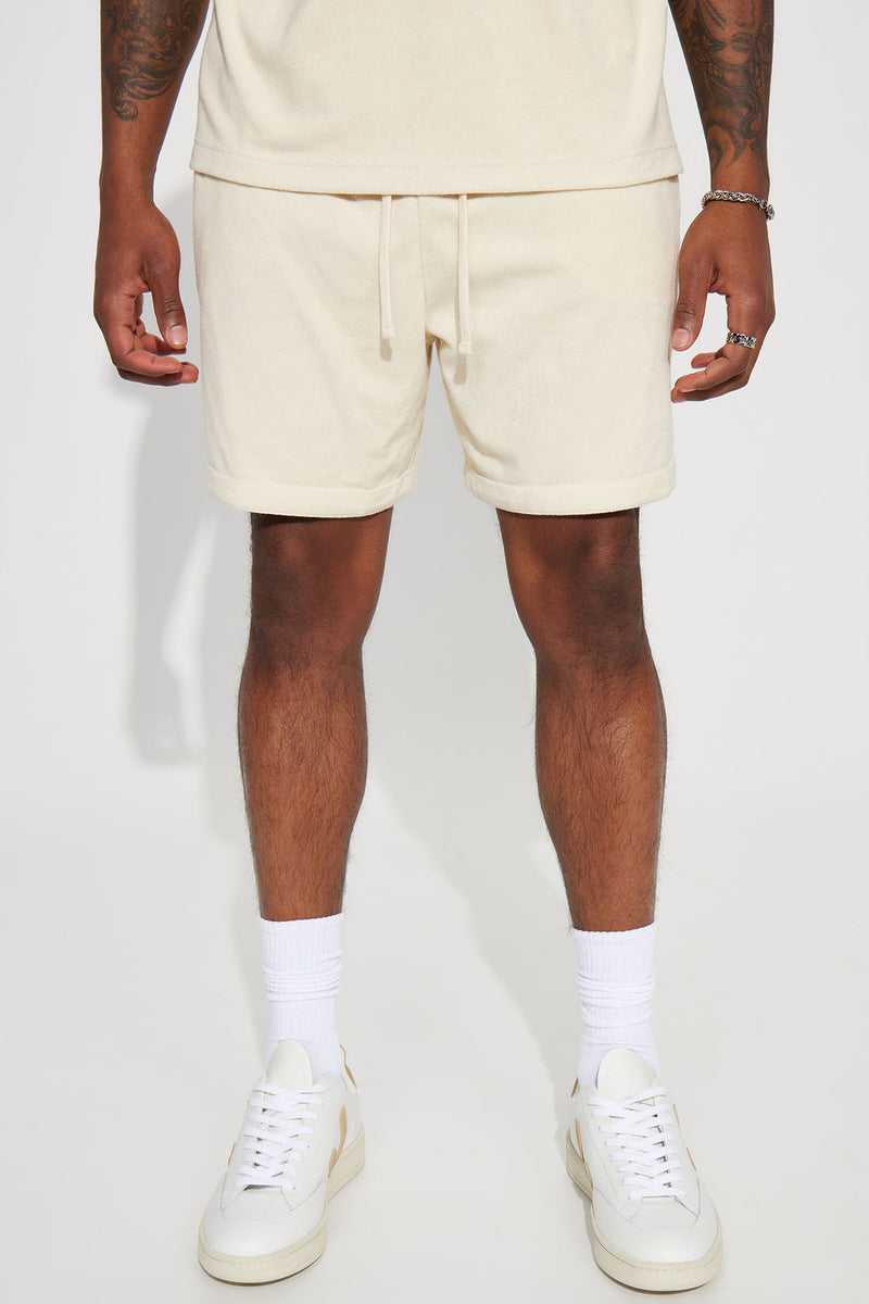 Dipped Terry Knit Shorts - Cream | Fashion Nova, Mens Fleece Bottoms ...