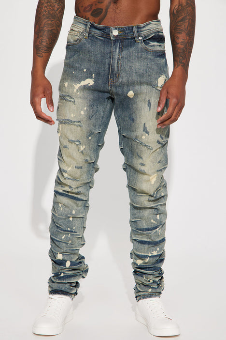 Stack On Stacked Skinny Jeans Medium Blue Wash