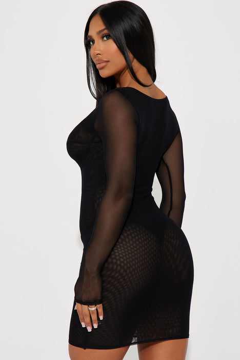 Black sheer dress fashion outlet nova