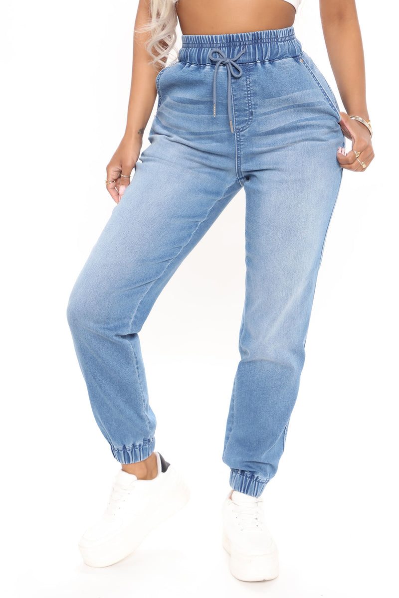 A Soft Touch Knit Denim Joggers - Light Blue Wash | Fashion Nova, Jeans ...