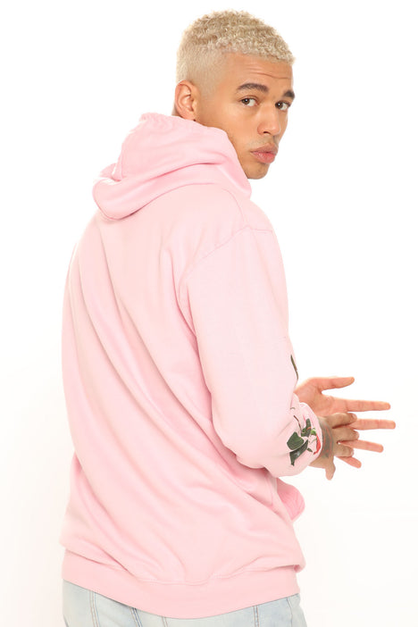 Pink rose deals hoodie mens
