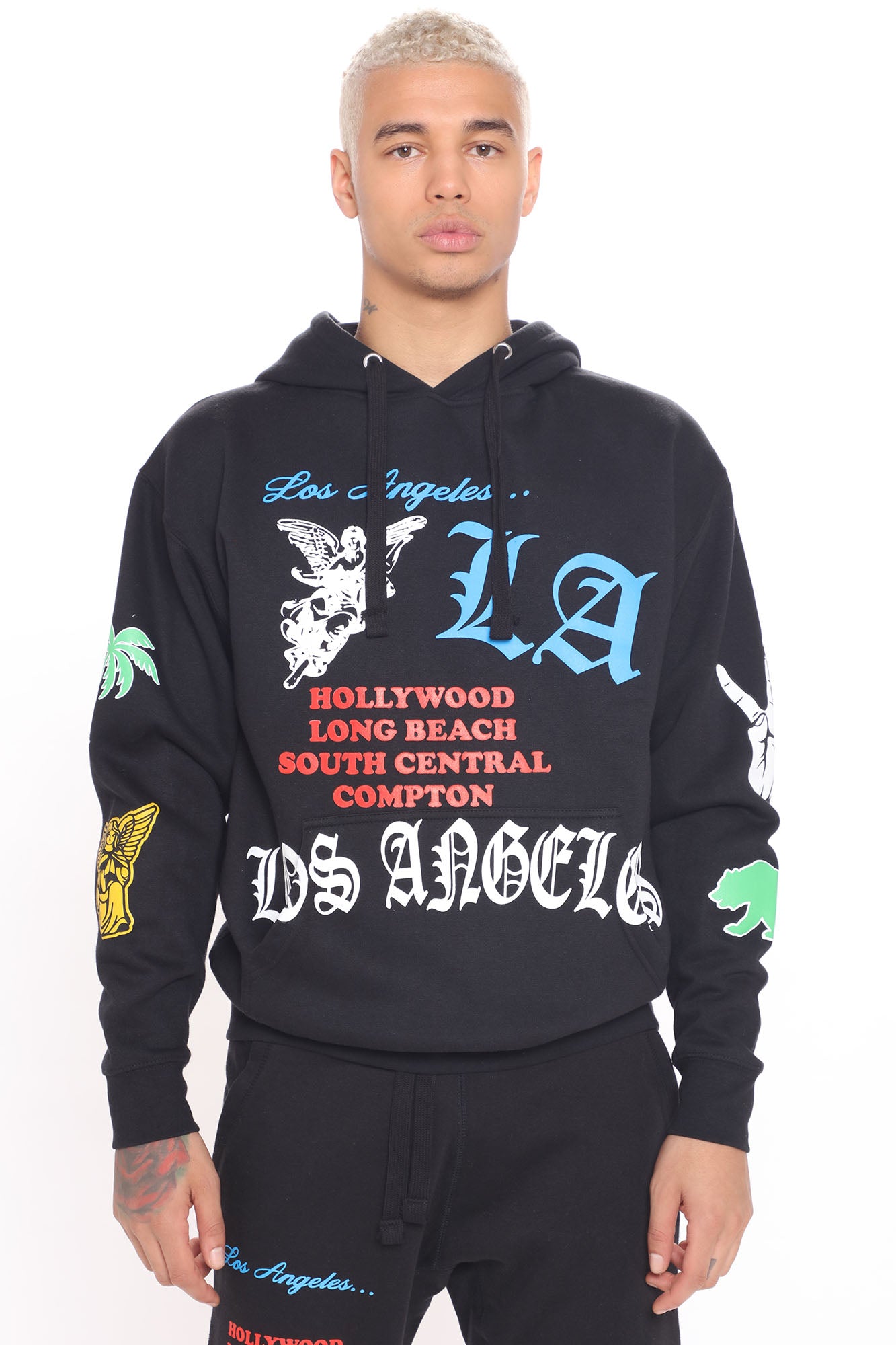 Los Angeles Hoodie Black Fashion Nova Mens Graphic Tees