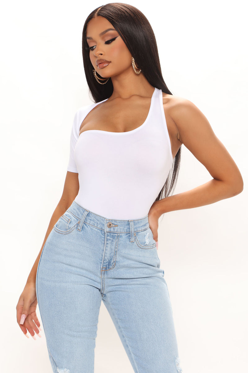 Arms Around Me Short Sleeve Bodysuit White Fashion Nova, Bodysuits