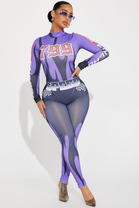 Fashion nova purple jumpsuit outlet
