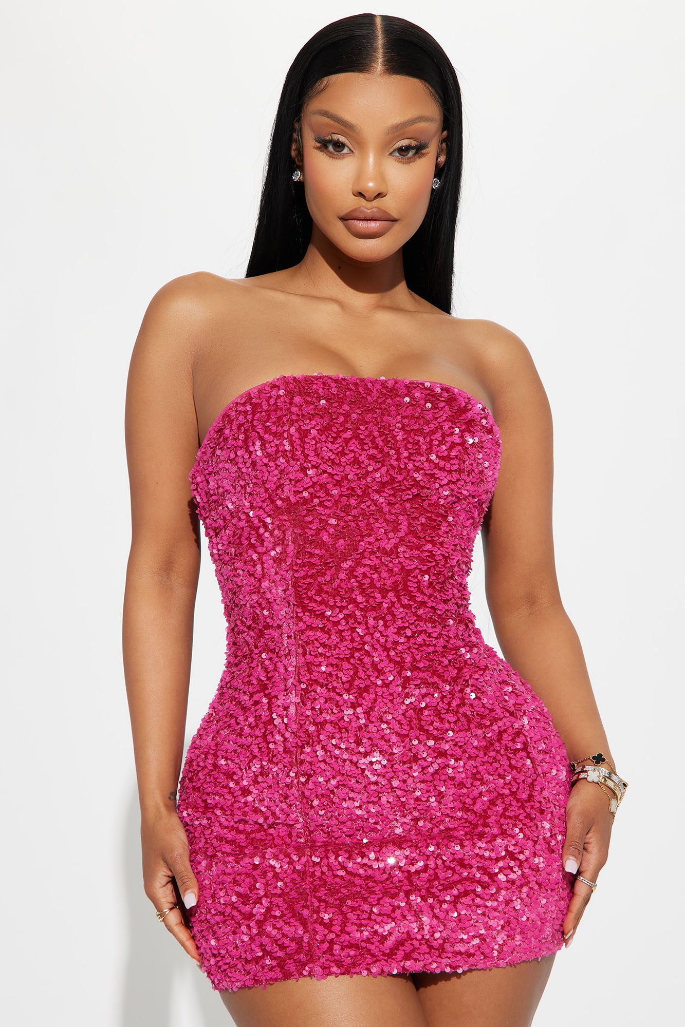 Kara Sequin Mini Dress Hot Pink Fashion Nova Dresses