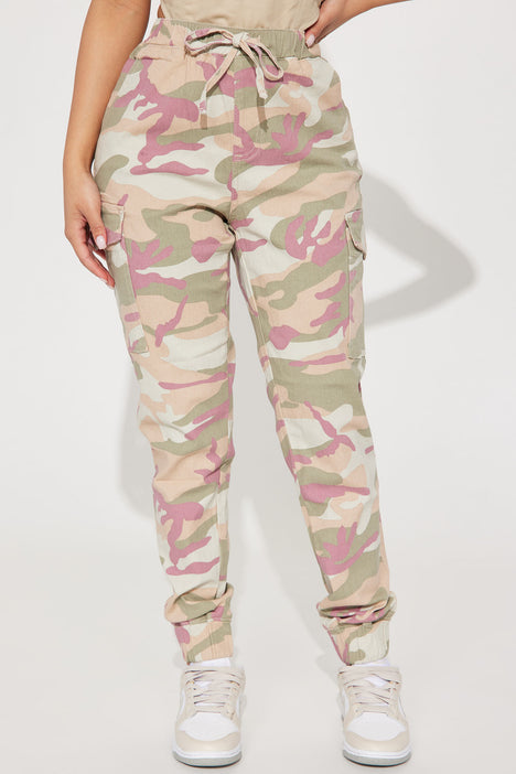 Play Hard Camo Cargo Joggers Pink combo Fashion Nova Pants